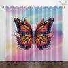2 pieces of colorful butterfly patterned printed curtains, used for decoration, bedrooms, and living rooms