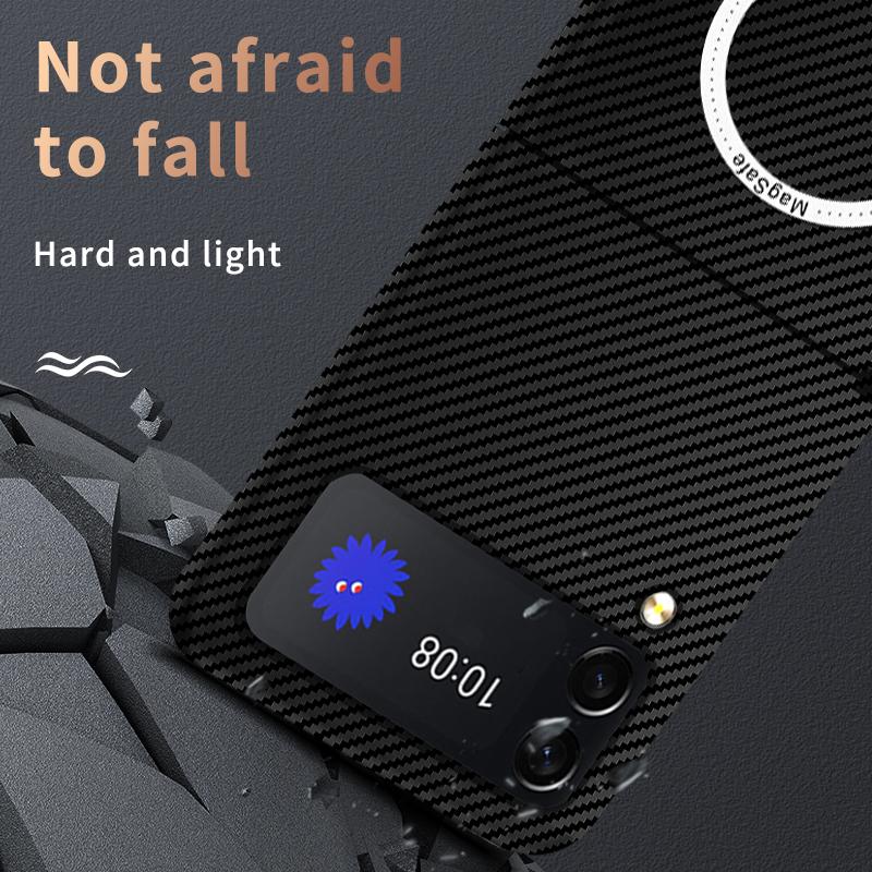 Carbon Fiber For Samsung Galaxy Z Flip 3 Flip 4 5g Case Magnetic With Magsafe Wireless Charging Cover