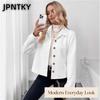 JPNTKY Damskie Vintage Casual Jednokolorowe z Nadrukiem Jesień Zima Długi Rękaw Kołnierzyk POLO Kurtki i Płaszcze