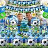 Soccer Theme Birthday Party Supplies Set Includes Plates Napkins Tablecloth Cups Suitable for Kids Sports Celebration Decoration