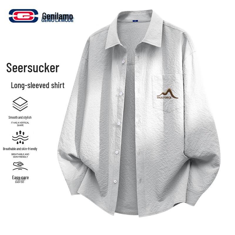 GENIOLAMODE Men s Versatile Breathable Long-Sleeve Shirt 3XL