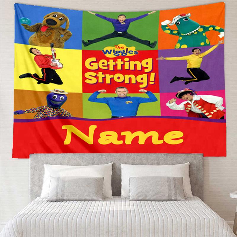 Custom Name The Wiggles Print Tapestry, Backdrop, Easy Setup, Ideal for Bedroom, Office & Living Room, with Aesthetic Wall Hanging Decor.