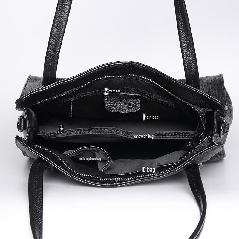 Qian Dian Women's 2025 Fashion Genuine Leather Large Capacity Cowhide Shoulder Crossbody Bag