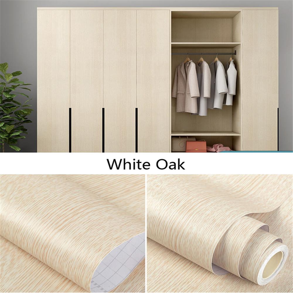 30/60cm Wood Grain Self-Adhesive Wallpaper Vinyl Waterproof Film Kitchen Wardrobe Cabinet DIY Furniture Renovation Wall Stickers