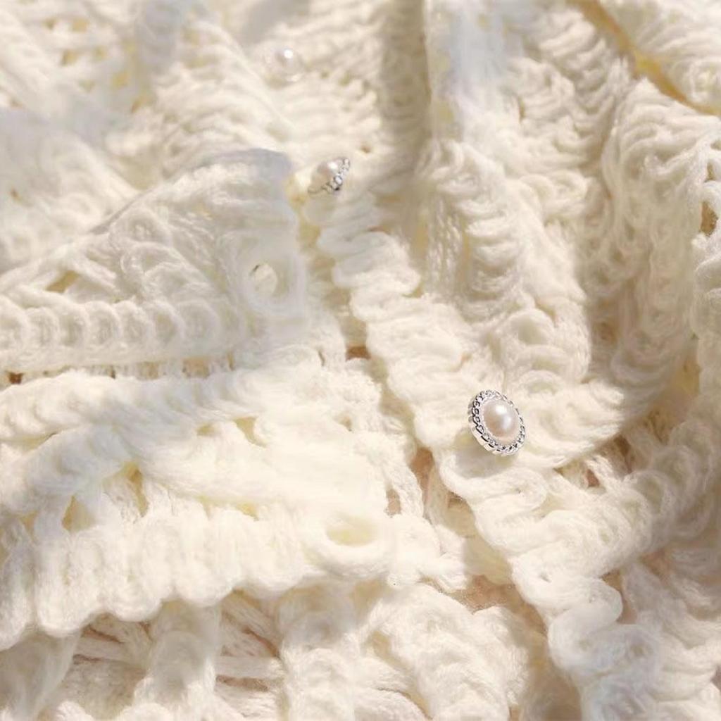 Dámské Ručně vyráběné Hollow Out Slim Fit Cardigan 2024 Jaro Léto Bohemain Tops C-004