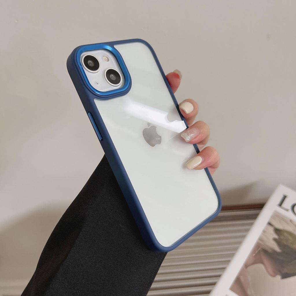 Applicable Apple iPhone 17ProMax Solid Color Case for iPhone 16, 15, 14 - Metal, Transparent, Recessed, Anti-Fall, Women's.