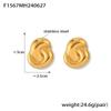 Chic European & American Double-Loop Earrings: Exaggerated 18K Gold Titanium Steel, Summer Non-Fading Design