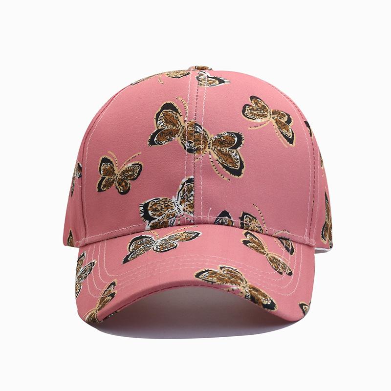 Spring and summer outdoor leisure sunshade baseball cap fashionable women butterfly print cap