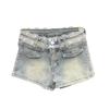 2026 Spring/Summer American Spicy Girl Low-Waist Stretch Denim Ultra-Shorts: Women's Slimming Hip-Hugging Wide-Leg Hot Pants