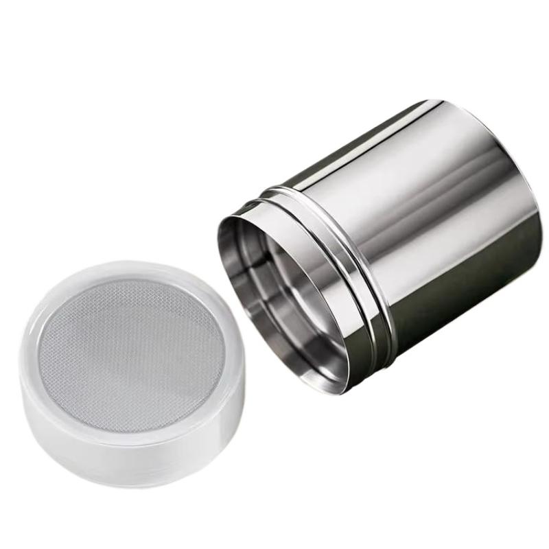 1PC Stainless Steel Powder Duster with Fine Mesh Sieve, Cocoa Flour Sugar Shaker for Coffee Baking Home Kitchen Seasoning
