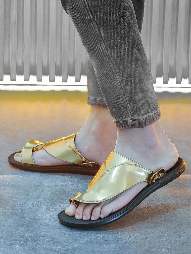 Summer Golden Flip-flops Men's Fashion Lightweight Heelless Sandals 2025 South East Asia Shrimp Skin Cool Slippers