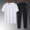 Summer Casual Men's Plus Size Ice Silk Three-Piece Set - Dad's Trendy Short Sleeve T-shirt