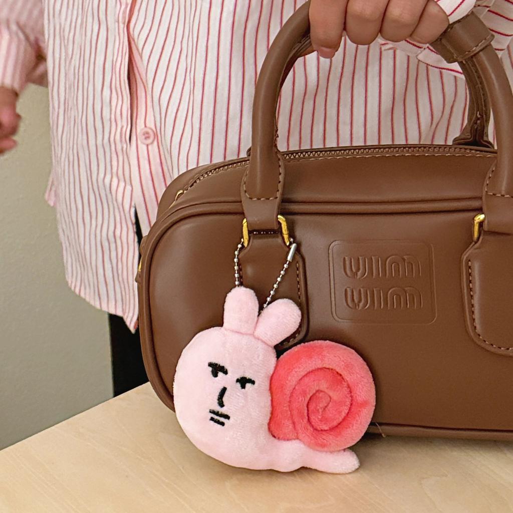 2 Pcs Tricky Cat Pink Rabbit Snail Doll Pendant Creative Plush Doll Keychain Pendant Couple Gift