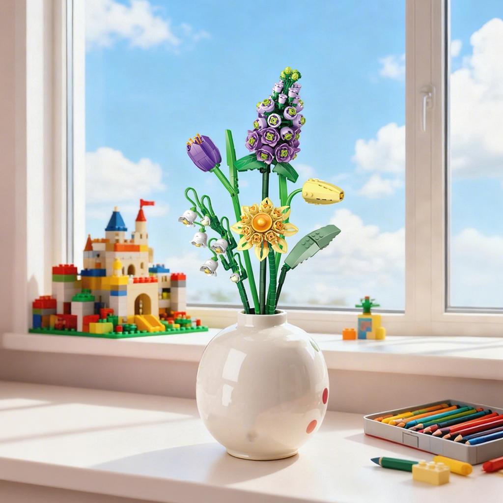 Building Block Flower Small ParticleChildren'S Assembly Diy Eternal Flower Girls' Creative Toy Gift