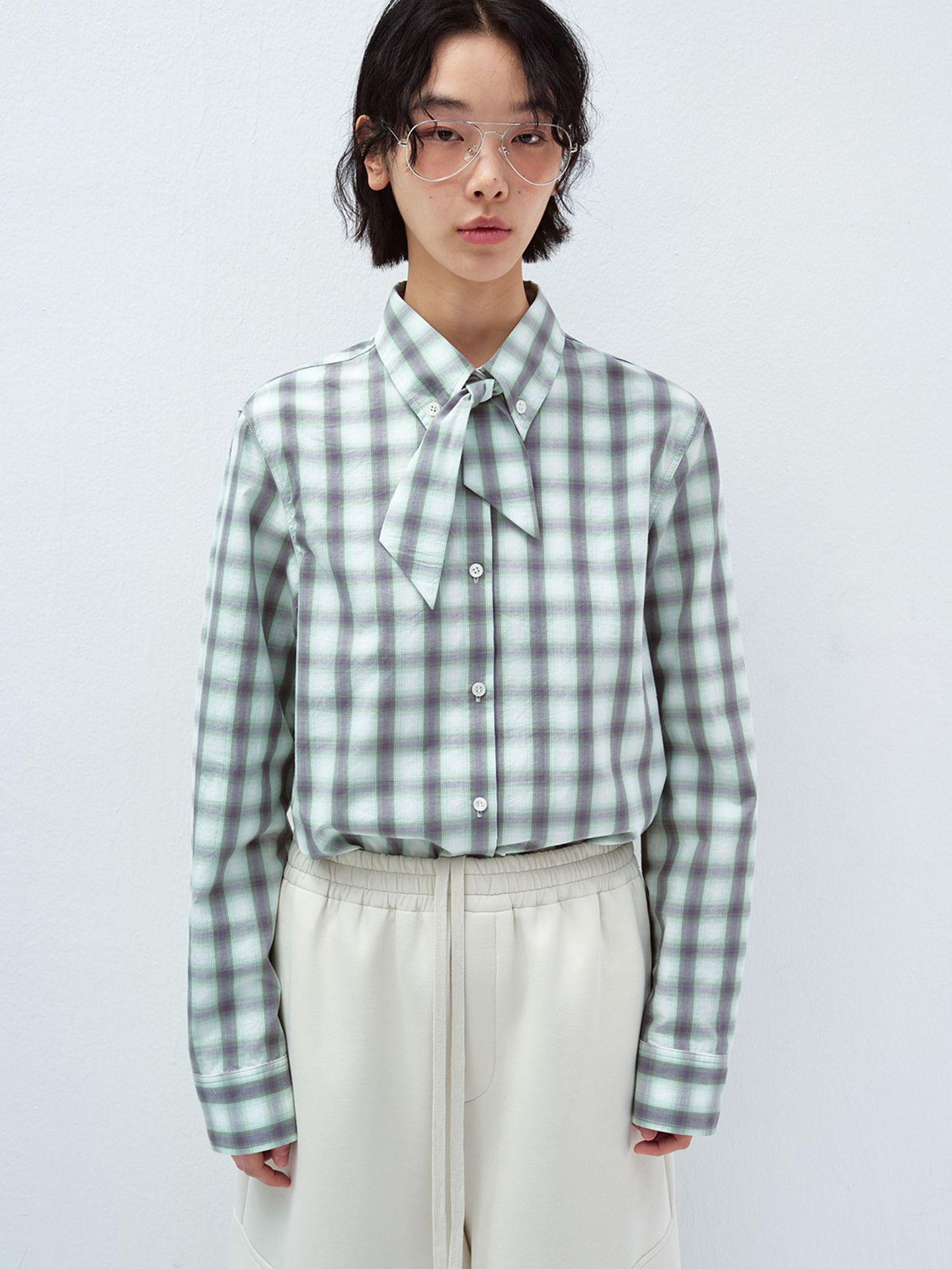 

Shíshí Black Label Womens Plaid Cotton Single-Breasted Shirt V60043 One Size