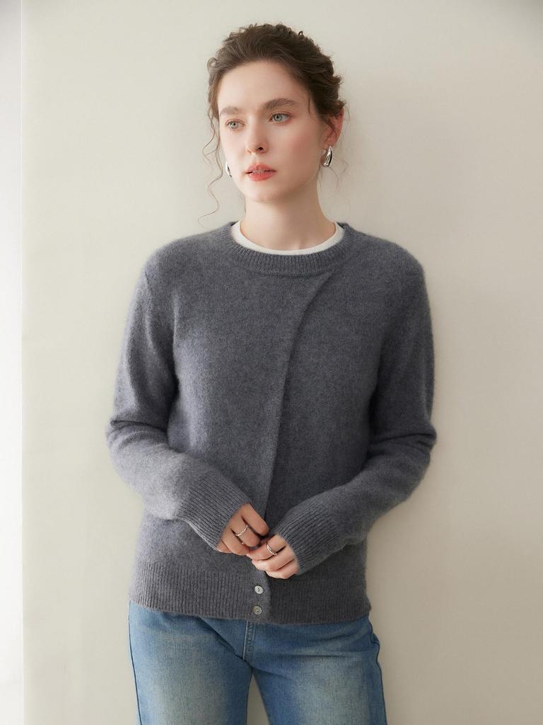 New Women's Cashmere Knit Sweater: Solid Color, Loose Fit, Slimming Round Neck - Perfect for Winter Base Layer