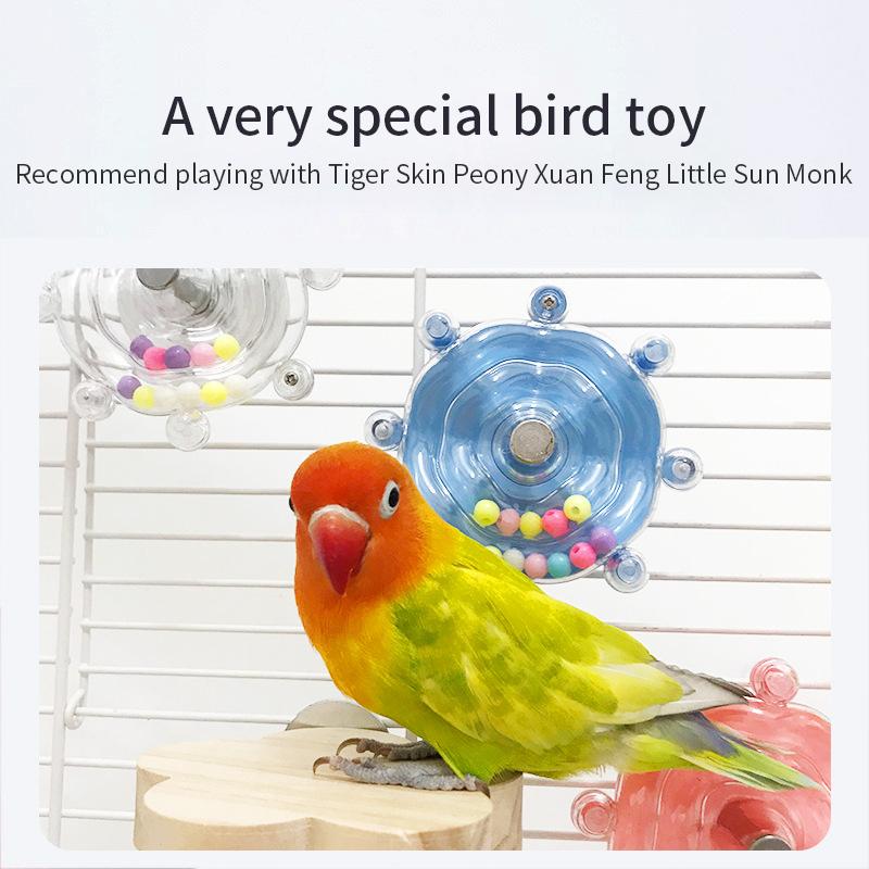 Interactive Toy for Parrots, Bird Cage, Rotating Candy Dispenser, for Stimulation and Mental Entertainment