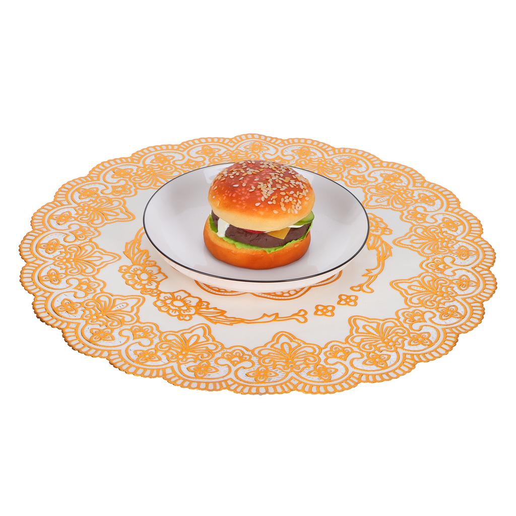 2PCS 38x38cm Table Mats PVC Gold Placemats Cup Mat Coaster for Wedding Party Supplies