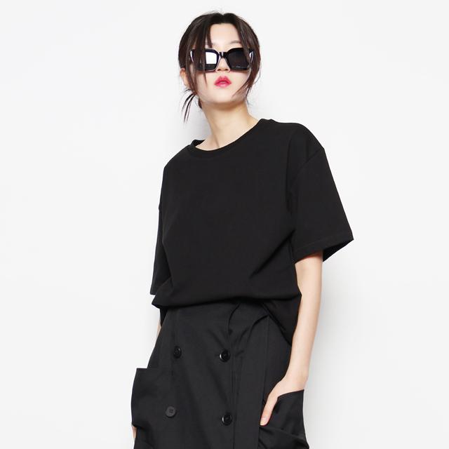 Studio 235 Boyfriend Fit Basic Boxy Fit Short Sleeve Black Free