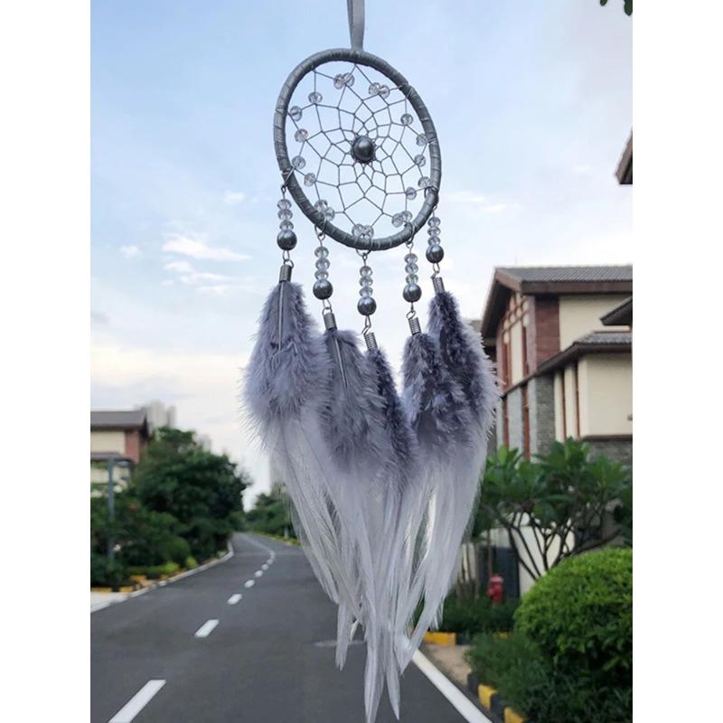 Creative Hand-woven Car Pendant Dream Catcher Feather Wind Chime Valentine's Day Gift Bedroom Hanging Ornaments Home Decoration
