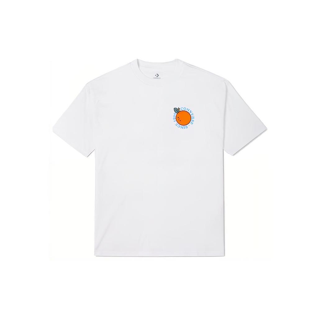 Men's Converse Cartoon Pattern Printing Loose Round Neck Short Sleeve White 10023039-A02