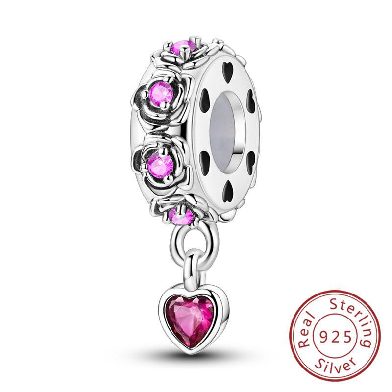 Original Copper Charms Beads Pendant Lotus Tulip Rose Carnation Flower Series Bead Fit Bracelets Women Jewelry Gift