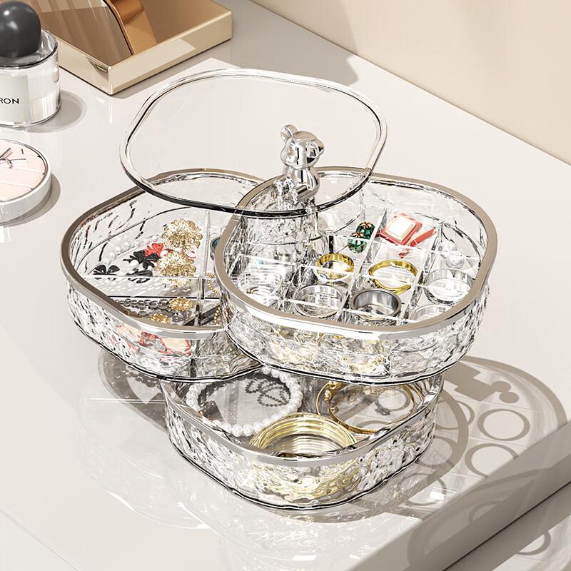 Portable Transparent 3-Layer Jewelry Storage Box