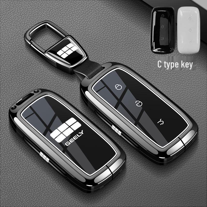 Genuine Leather Key Case for Geely Models: Xingrui, L Binrui, Emgrand, Xingyue L, Binyue, Icon, Boyue Pro, Jiaji