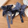 New Korean Oversized Hair Rope Rings Vintage Bule Color Plaid Elastic Hair Band Headband Scrunchies Women Hair Accessories Gifts