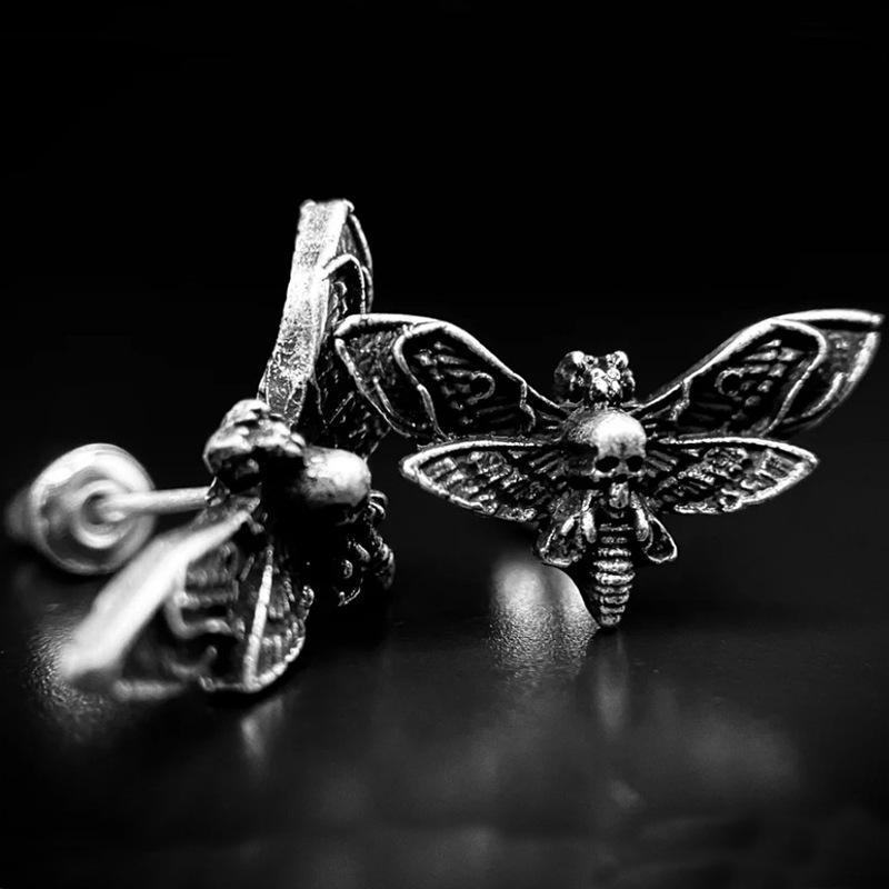 Gothic Death Head Moth Women's Stud Earrings