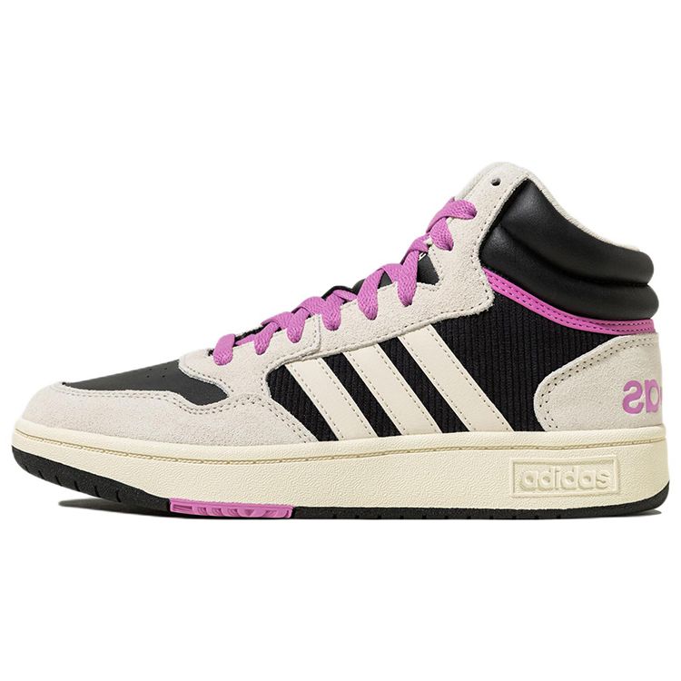 Adidas Neo Hoops 3.0 Magic Ring Comfortable Lightweight Durable Non-Slip Mid-Top Skate Shoes Unisex Skate Shoes Black White Purple HP6904