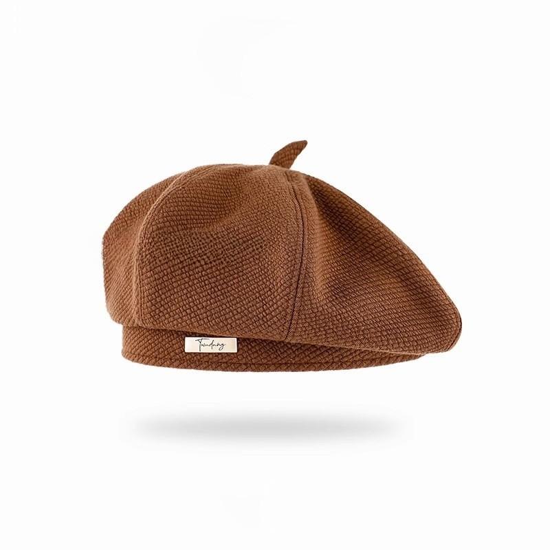 

Black Beret Hat For Women Autumn Winter Cotton Blend With Sun Protection And Fashion Style DeepCoffee,M