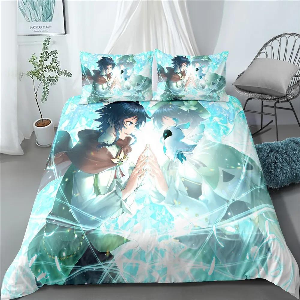 Genshin Impact Bedding Set Game Print Duvet Cover Quilt Soft Duvet Cover Sets Home Textile Queen King Size Girl Kids Room Decor