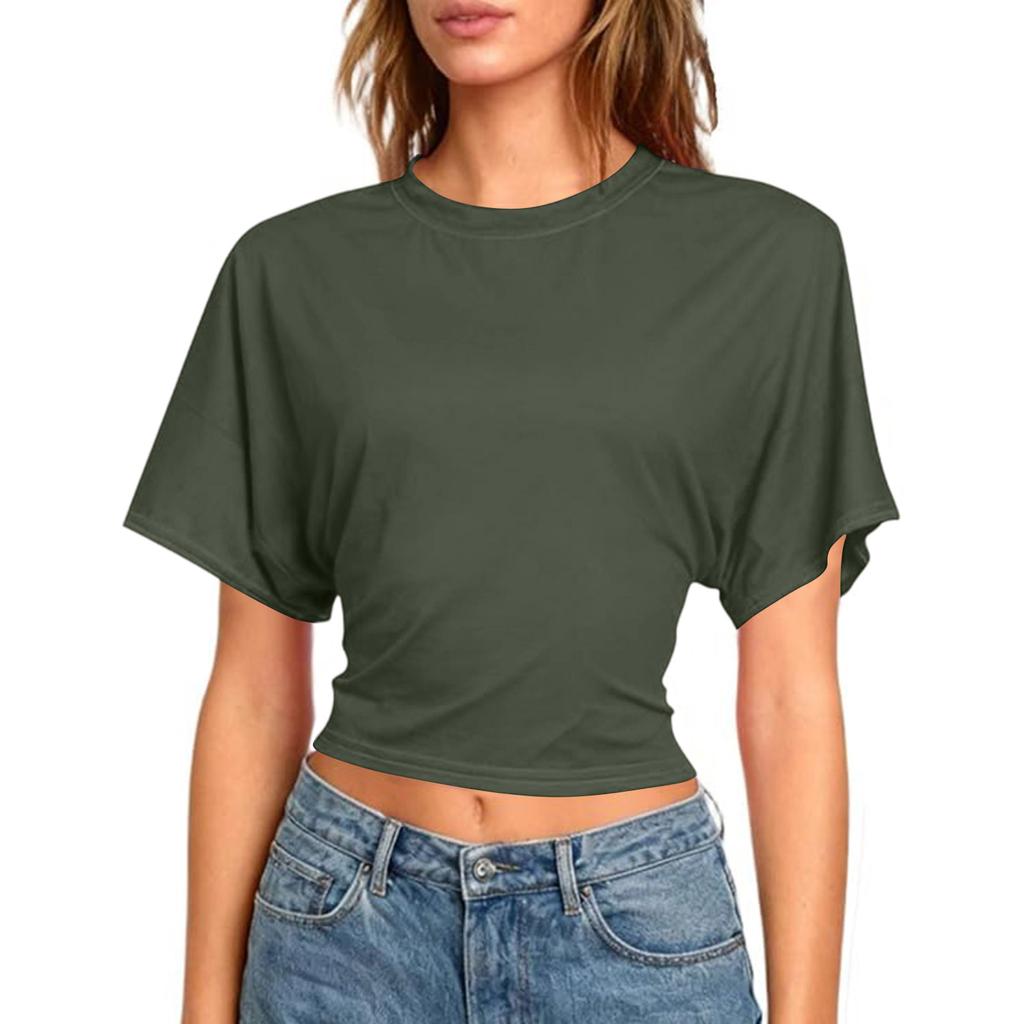 Dámské krátkorukávé crop topy na cvičení Sexy košile bez zad