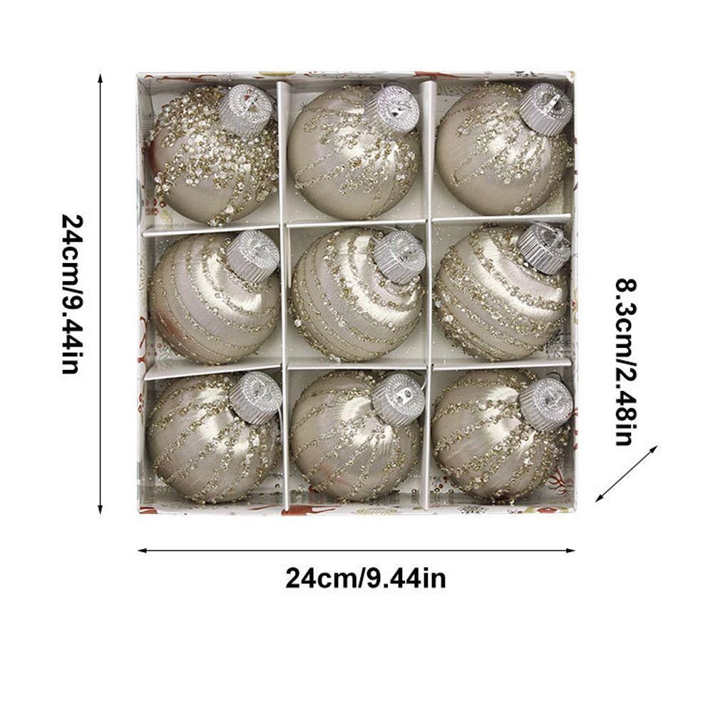 9pcs 8cm Hand-painted Ball Ornament Round Christmas Tree Hanging Ball  New Year