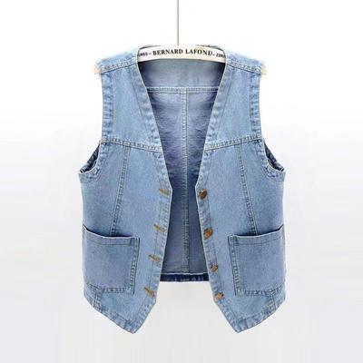 Mulher Jaqueta Colete Primavera Verão Denim Colete Feminino Curto Solto Sem Mangas Casaco Colete Chaleco Mujer