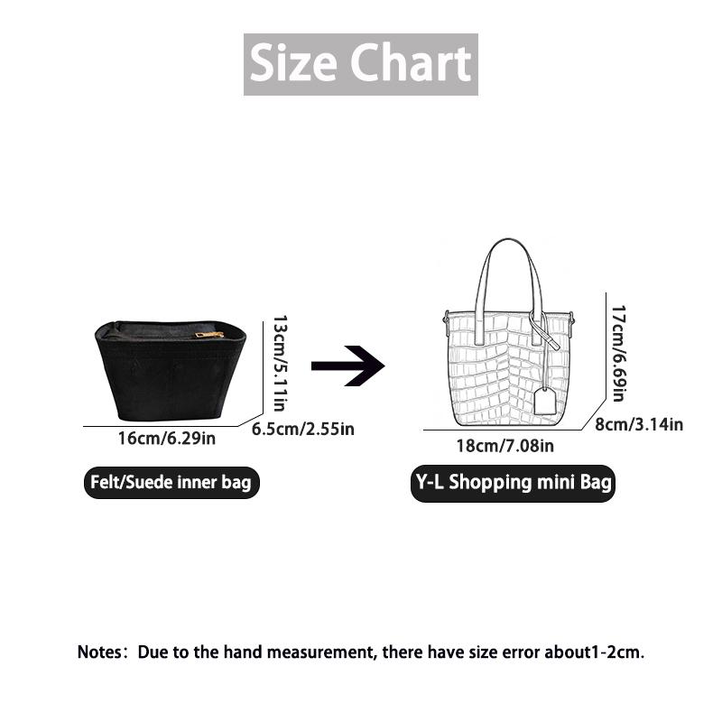EverToner New Insert Bag for Y-L Shopping mini Linner Bag Portable Felt/Suede Organizer Multi-Pocket Storage Travel Accessory