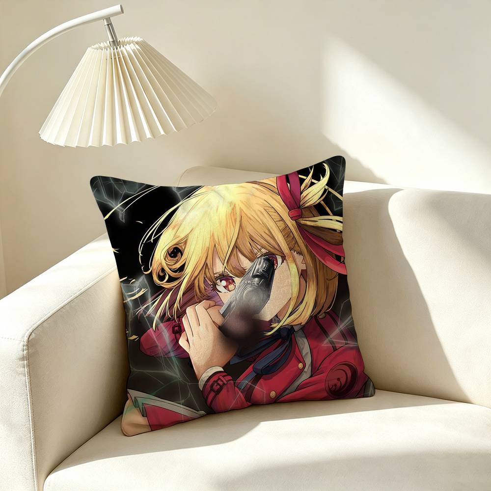 L-Lycoris Recoil Chisato Takina  Pillow Case Square Double-Sided Sofa Cushion Cover Bedroom Bedside Pillow