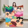 Shinchans Sleep Cartoon Blanket Cover Coral Fleece Plush  Super Soft Throw Blankets For Outdoor Travel Bedroom Quilt