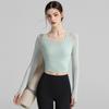 1011 Spring and Summer Yoga Clothing Women's Autumn Sports Top Blouse Skinny Long Sleeve Chest Pad Running Training Fitness Clothing