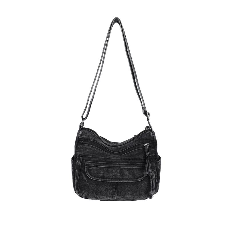 Vintage Denim Crossbody Bag Women s Multi-compartment Shoulder Bag