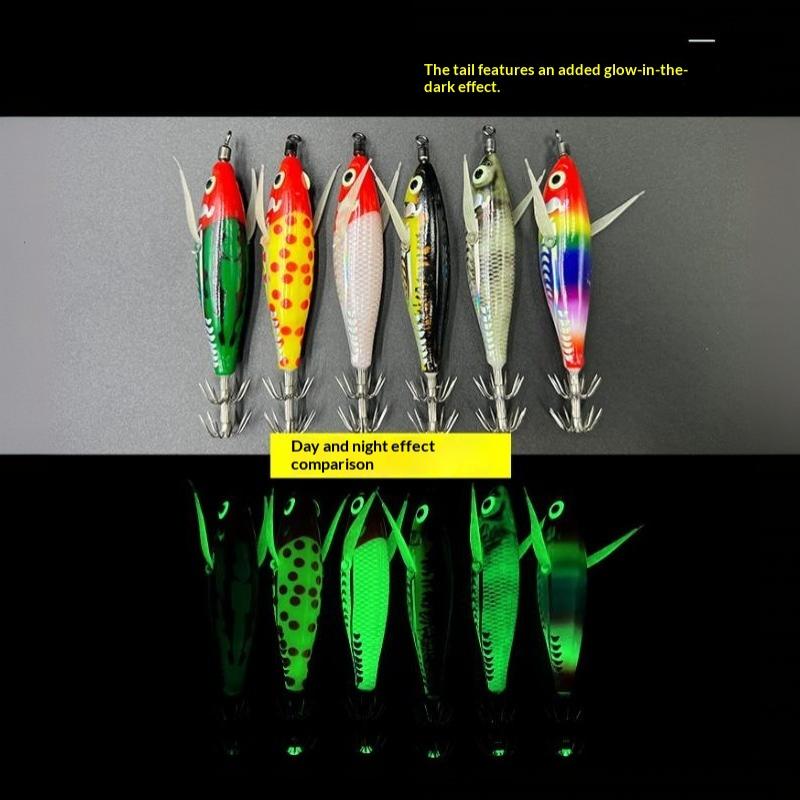 10Pcs Squid Jig Set 8Cm Luminous Uv Shrimp Lure Horizontal Fishing Bait For Cuttlefish Octopus Sea Tackle