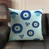 Custom Evil Eye Luxury Cushion Cover Natural Linen Organic Fabric Double-Sided Printing Sofa Home Decor Gift Pillow Case