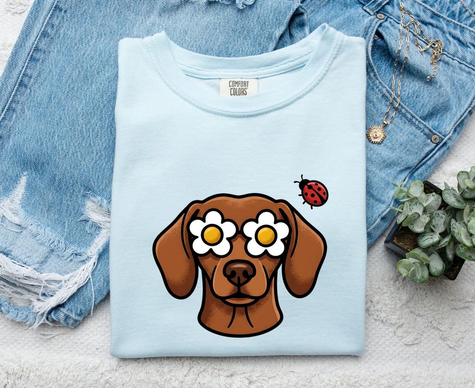 Puppy Face Shirt Dog Flower Gift Women Comic Tee Puppy T-Shirt Dog Fan Cartoon Tshirt Floral Graphic Playful Bug Tshirt L