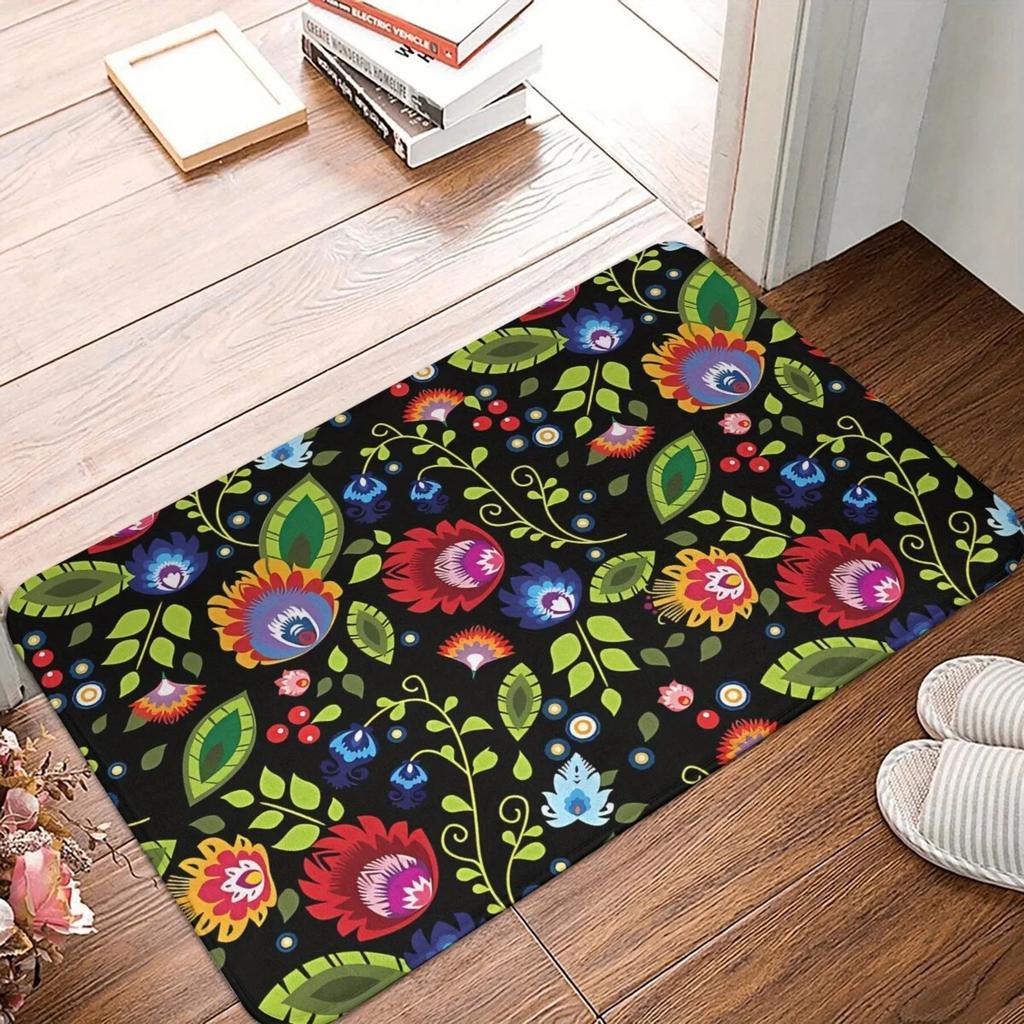 1PC Flower and Bird Pattern Door Mats Kitchen Rugs Non-Slip Pop Design Bedroom Rugs Bath Mat Carpet for Home Sink Laundry Decor