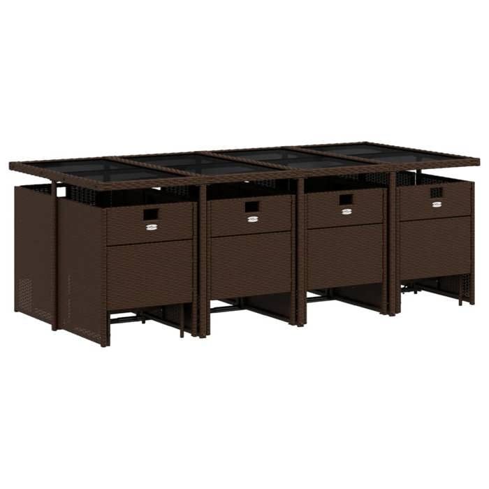 VidaXL Ensemble à manger de jardin avec coussins 13 pcs marron rotin 3277748