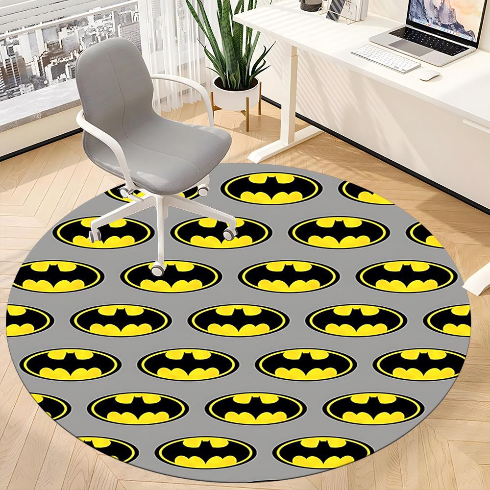 1pc Batman Symbols Office Round Area Rug, Under Office Chairs Bedroom Living Room Home Decor, Room Deco, Available in Various Sizes