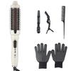 Infrared Ceramic Glaze Electric Hair Brush with LCD Display, Multi-temperature Setting for Bangs Inner Curl Fluffy Hairstyle