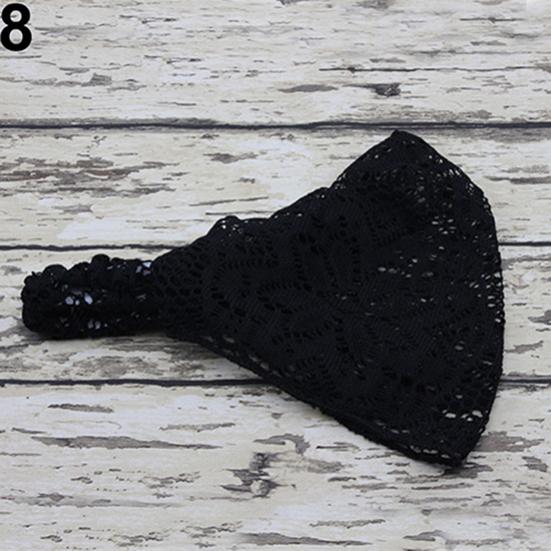 

Женская мода банданы тюрбан кружева полый узор резинка для волос широкая повязка на голову