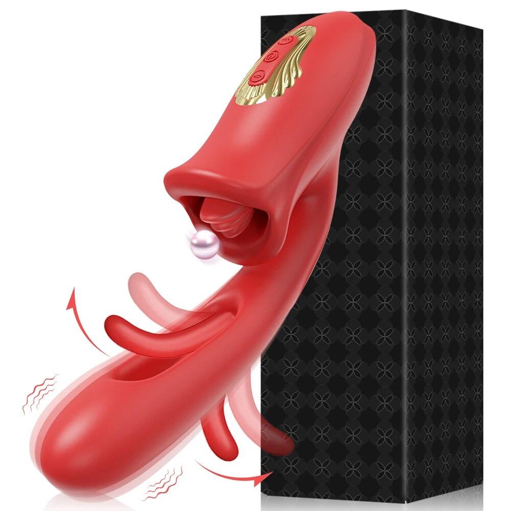 Tapping Biiting Vibrator Female Tongue Licking Swing Nipple Oral Clitoris Stimulator G Spot Massager Sex Toys for Adults Women
